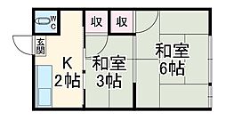 信和荘 5 1階2Kの間取り