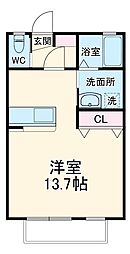 サンパティーク・トキワ 2階ワンルームの間取り