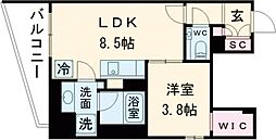 小田急小田原線 代々木八幡駅 徒歩9分の賃貸マンション 6階1LDKの間取り
