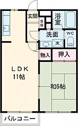ガーデンハウス 2階1LDKの間取り