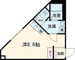 西武豊島線 豊島園駅 徒歩11分の賃貸マンション 3階ワンルームの間取り