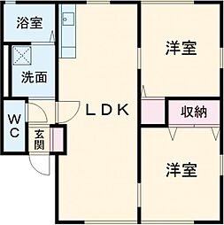 上毛電気鉄道 富士山下駅 徒歩7分の賃貸アパート 1階2LDKの間取り