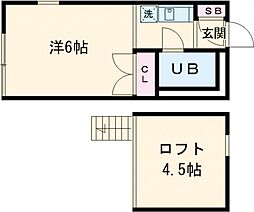 東急田園都市線 池尻大橋駅 徒歩8分の賃貸アパート 2階ワンルームの間取り