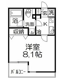 ジュリー・ムーIII 1階1Kの間取り