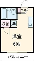 シャルムサシダ 2階ワンルームの間取り