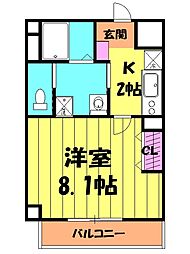 JR武蔵野線 越谷レイクタウン駅 徒歩2分の賃貸マンション 6階1Kの間取り