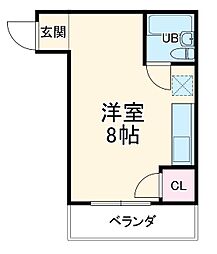 マリモビル 3階ワンルームの間取り