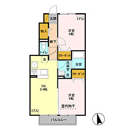 サンモール　Ａ 1階2DKの間取り