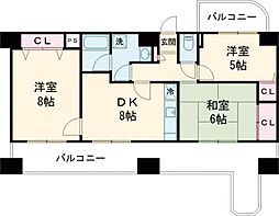 ダイアパレス高崎中央 9階3DKの間取り