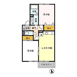 サンライズヒル　Ｂ 2階2LDKの間取り