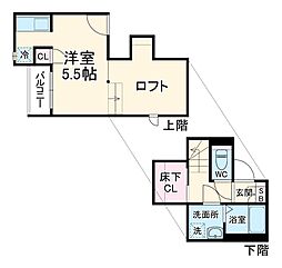 ＣＢ東大宮ライブリー 2階1Kの間取り