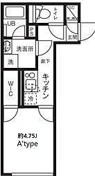 ルーデンス常盤台III 3階1Kの間取り