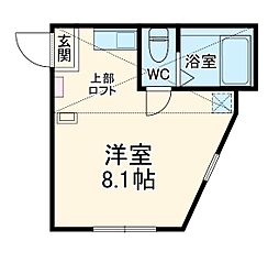 ユナイト汐入ページ・ワン 2階ワンルームの間取り