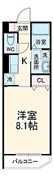 メグリオ新松戸 1DKの間取図画像