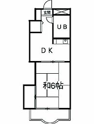 ラフォーレひらとＡ棟 4階1DKの間取り