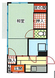 大森貸家 1階2Kの間取り