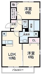 レスポワール　Ａ 2階2LDKの間取り