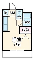 キャビン136 2階1Kの間取り