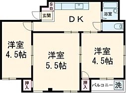 山根ビル 3階3DKの間取り
