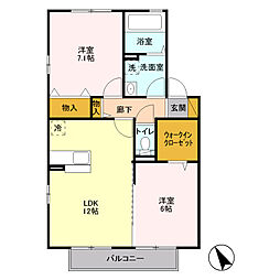 プレミール　Ｂ 2階2LDKの間取り