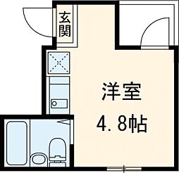 エスポワール町屋弐番館 2階ワンルームの間取り