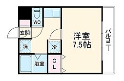 LIME LIGHT 2階1Kの間取り