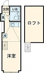 ウィル東府中II 2階ワンルームの間取り