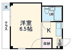 京王相模原線 京王稲田堤駅 徒歩1分の賃貸マンション 1階1Kの間取り
