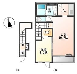 アンジュレイ 1LDKの間取図画像