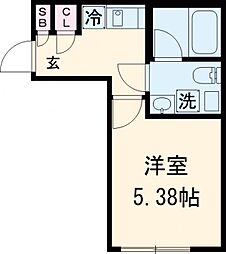 ルーデンス本蓮沼II 2階1Kの間取り