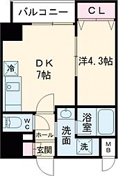 クオリタス浜田山 7階1DKの間取り