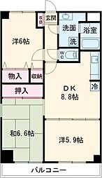 大久保ビル 6階3DKの間取り