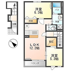 メルヴェーユ 2LDKの間取図画像