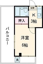 栃木屋コーポ 3階1Kの間取り
