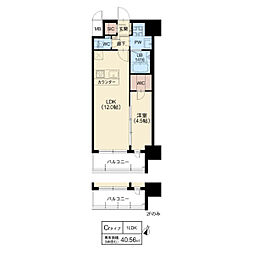 スプランディッド新大阪6 1LDKの間取図画像