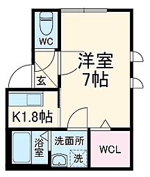 La　vittria　西所沢 1階1Kの間取り