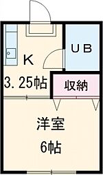 諸星荘 1階1Kの間取り