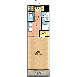 グレイスコートA 4階1Kの間取り