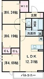 メゾンボヌール 3階3LDKの間取り