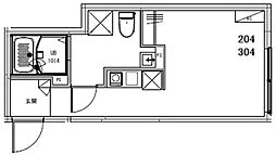 東武伊勢崎線 五反野駅 徒歩7分の賃貸マンション 3階ワンルームの間取り