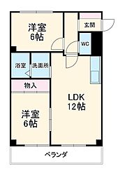 サンハイツ極楽 2LDKの間取図画像