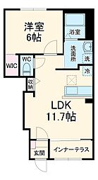 Rouge Plume（ルージュ　プルーム） 1階1LDKの間取り