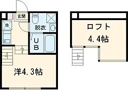 グラン竹ノ塚 1階ワンルームの間取り