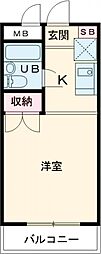 プレール新板橋 1階ワンルームの間取り