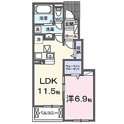 名鉄三河線 新川町駅 徒歩21分の賃貸アパート 1階1LDKの間取り