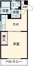 サンパレス国分寺 2階1DKの間取り