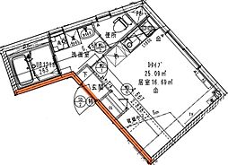 シュロス石神井公園 3階ワンルームの間取り