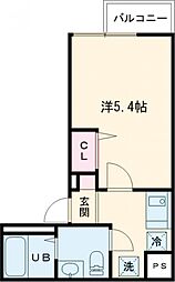 東武伊勢崎線 西新井駅 徒歩9分の賃貸マンション 4階1Kの間取り