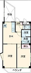 ルネッサ山田 3階2DKの間取り