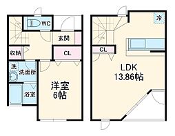 アウグーリオ 1階1LDKの間取り